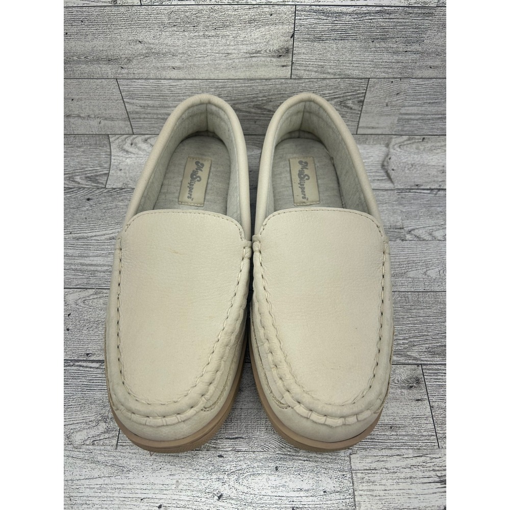 My Slippers My Pillow Women Size 7 Leather Moccasin Slippers Cream 74468-03 - Picture 3 of 16